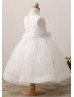 Ivory Lace Organza Flower Girl Dress With Bow
